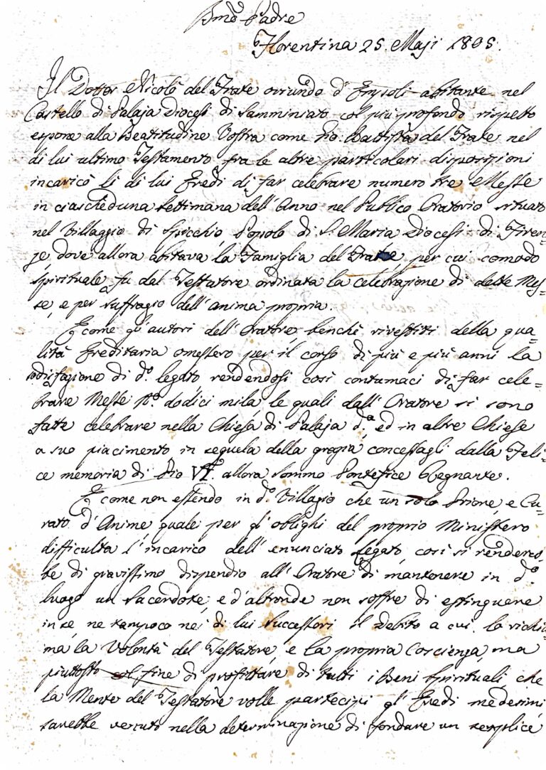 Un’Anima in Purgatorio e una Chiesa da Salvare: Intrighi e Messe nel Regno d’Etruria