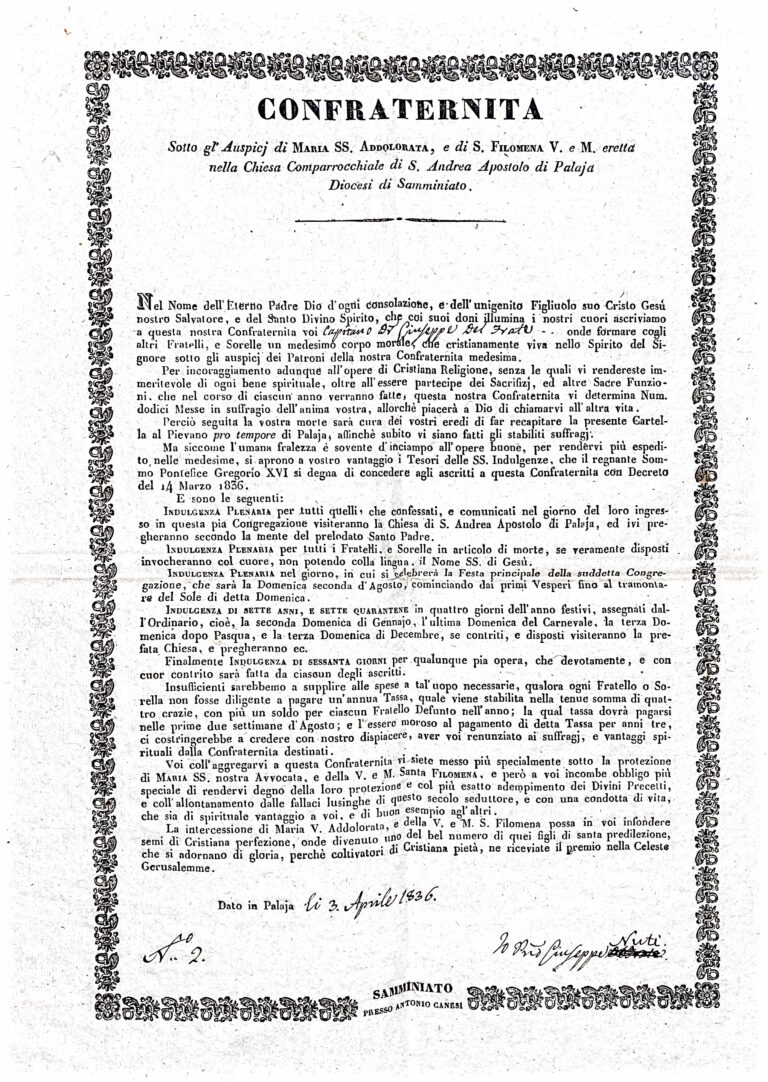 La Devozione Mariana e la Vita Sociale nella Palaia del XIX Secolo: Uno Sguardo da Dentro una Confraternita