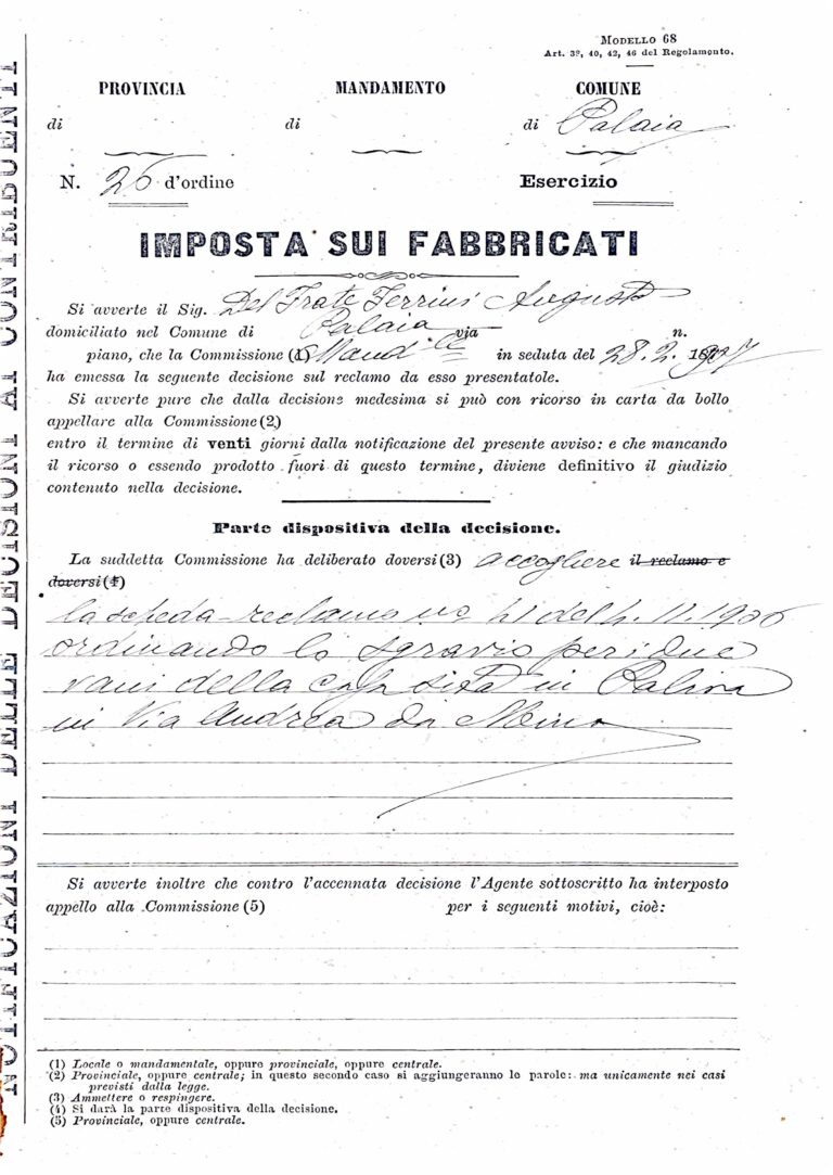 La dura vita del proprietario terriero: Augusto Del Frate Ferrini e le tasse nel Regno d’Italia