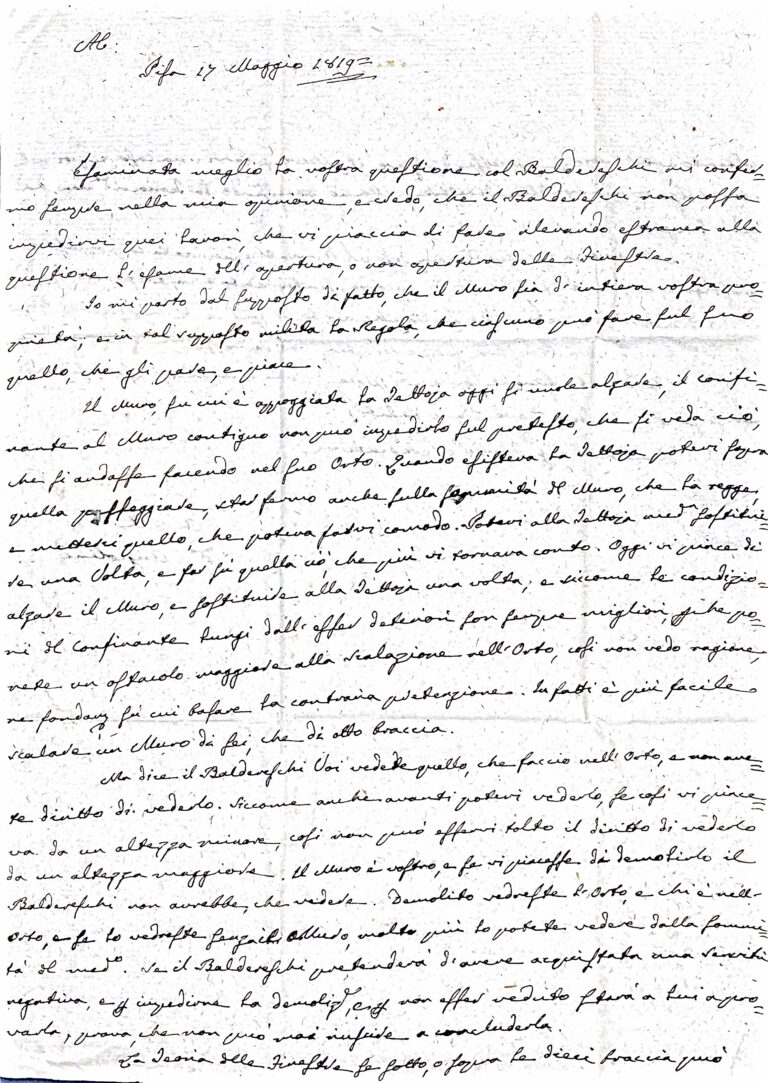 Quando il muro divideva più delle persone: una lite a Palaia nell’Italia della Restaurazione