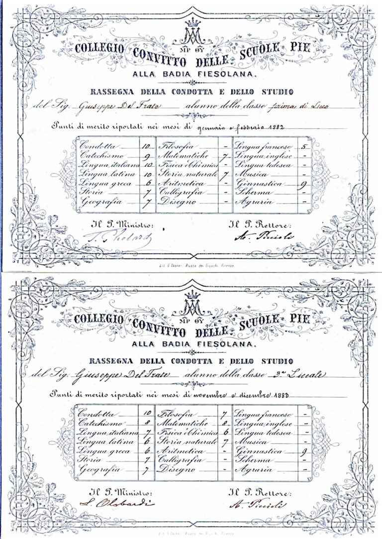 Giuseppe Del Frate: Quattro Anni Tra Banchi e Valutazioni alla Badia Fiesolana