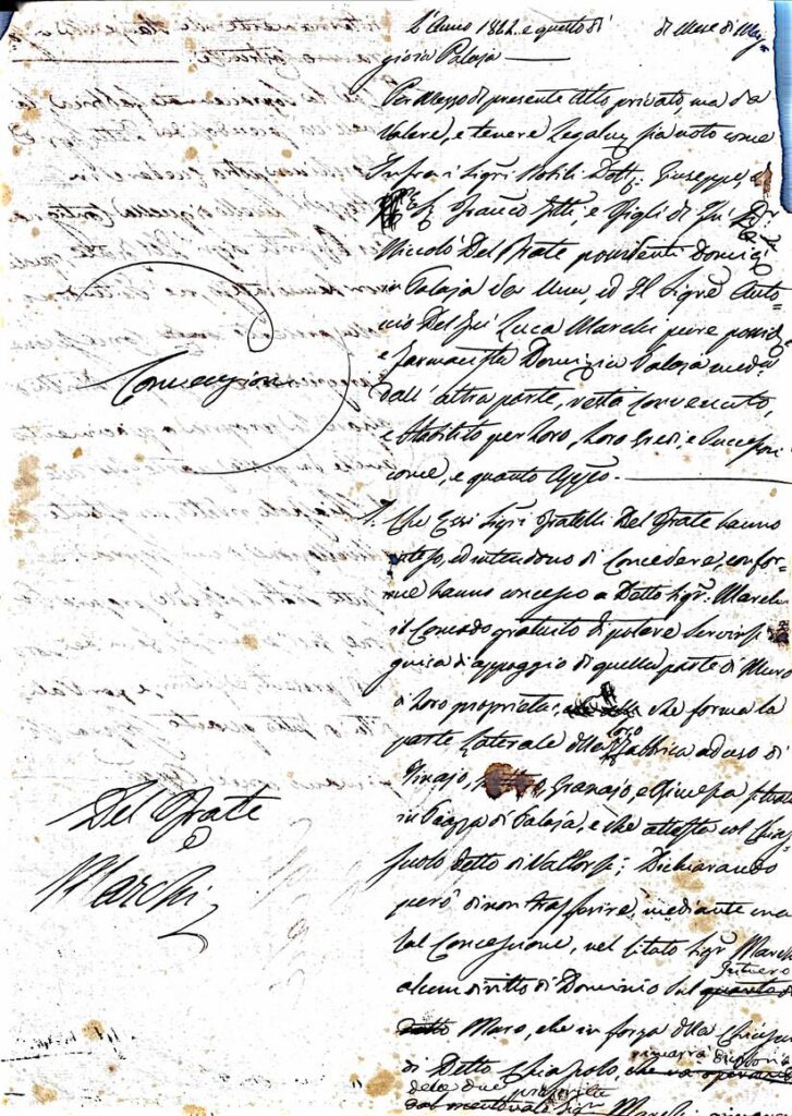 Atto privato Del Frate Marchi 1862