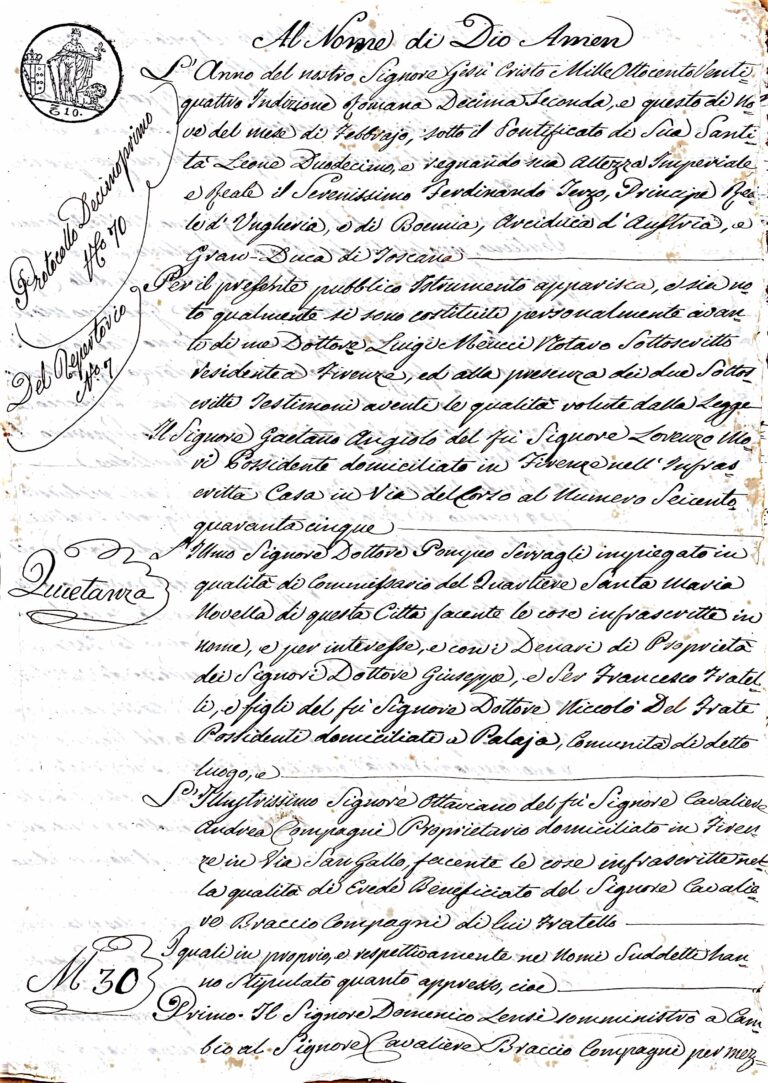 Un’Ipoteca nel Granducato: Un Tuffo nel Firenze del 1844