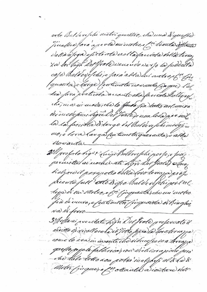 Modifica di Accordo tra Del Frate e Baldereschi (1884): Autorizzazione ad alzare il parapetto della terrazza Del Frate oltre il limite pattuito nel 1874, in cambio di un pagamento. – Archivio (XIX secolo)