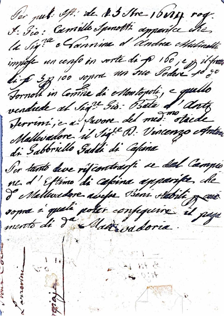 Atto notarile – Fornoli (1684)