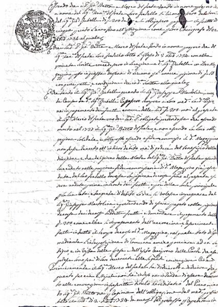 Fascicolo Del Frate (Marco e Giovanni Batta): atti di locazione, obbligazioni, rogiti, transazione e corrispondenza relative a un magazzino nella Darsena di Livorno (1695-1834) – Livorno (XVIII secolo)
