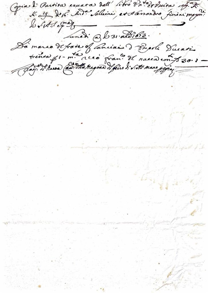 Documento commerciale – Empoli (1653)
