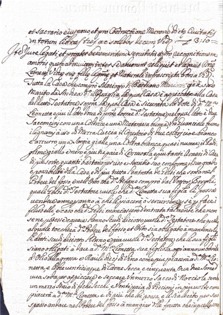Testamento – Palaia (XVII-XVIII secolo)
