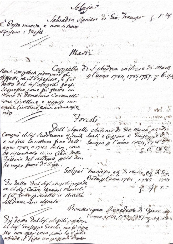 Documento amministrativo – Palaia (1787)