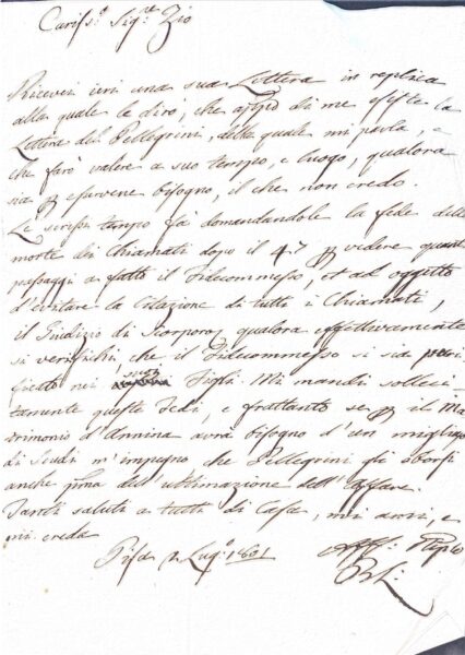 Corrispondenza privata – Pisa (1801)