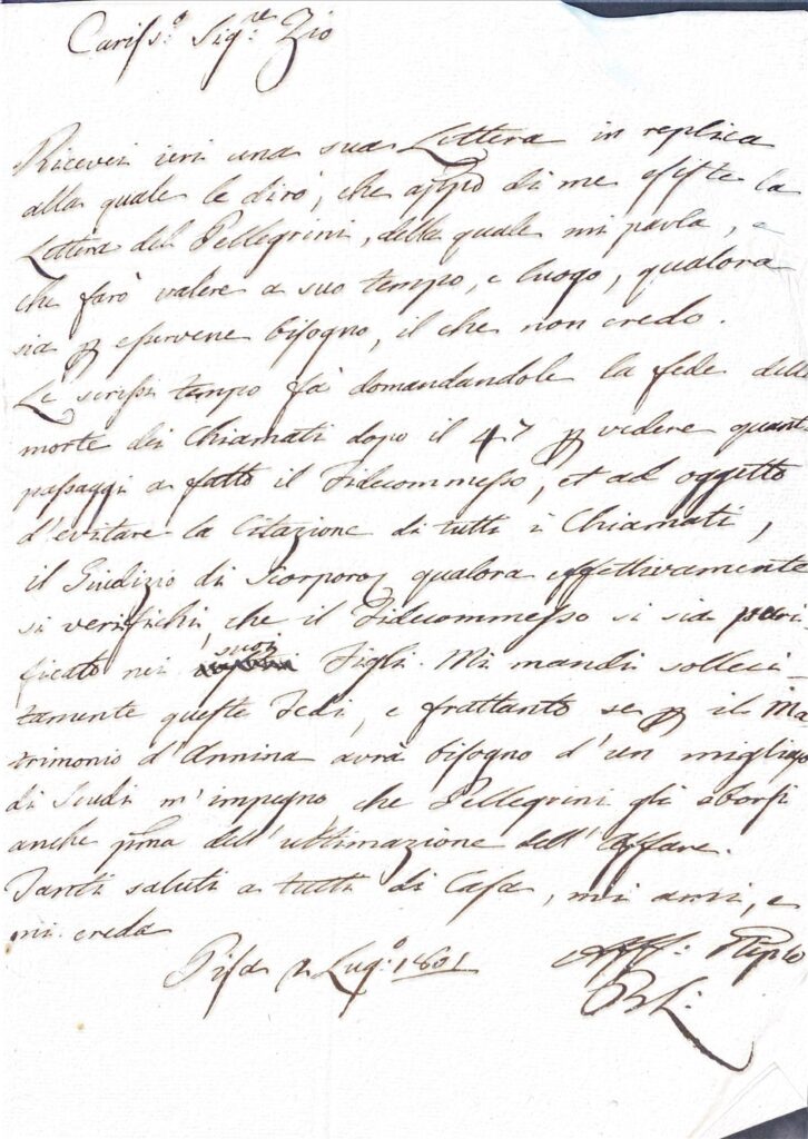 Corrispondenza privata – Pisa (1801)