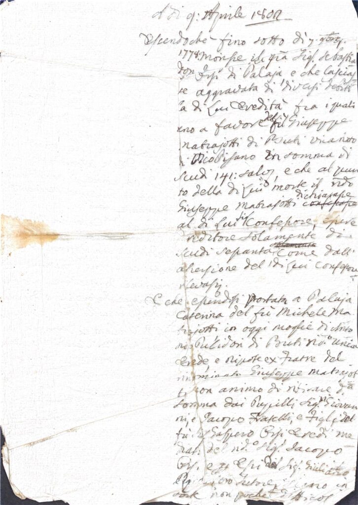Atto notarile – Palaja (1802)