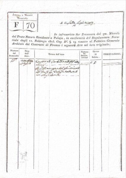 Documento amministrativo – Palaja (1817)