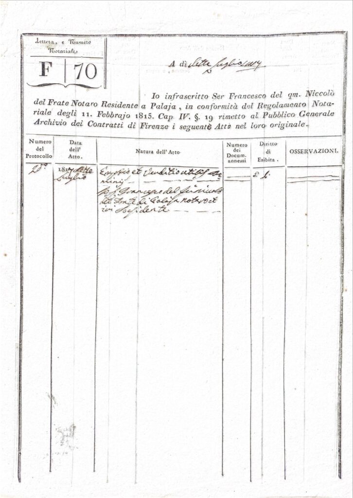 Documento amministrativo – Palaja (1817)