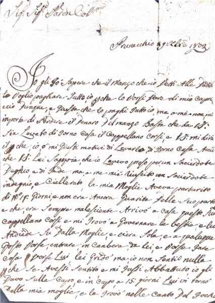 Documento amministrativo – Prunecchio (1802)