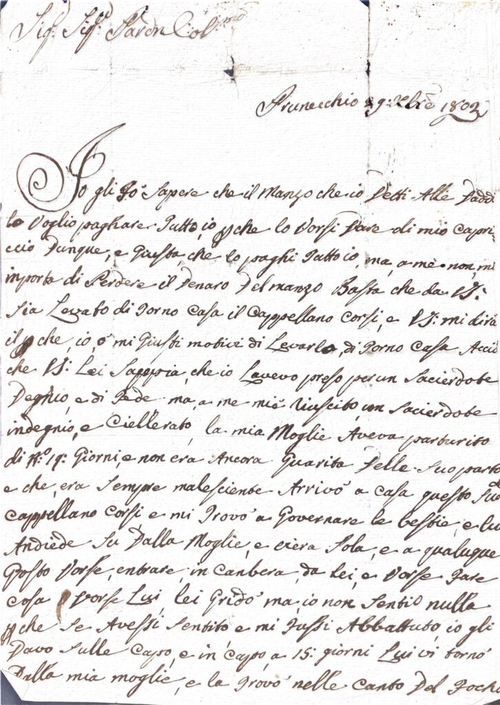 Documento amministrativo – Prunecchio (1802)